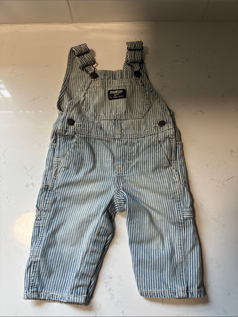 OshKosh B'gosh Light Blue and White Striped Overalls